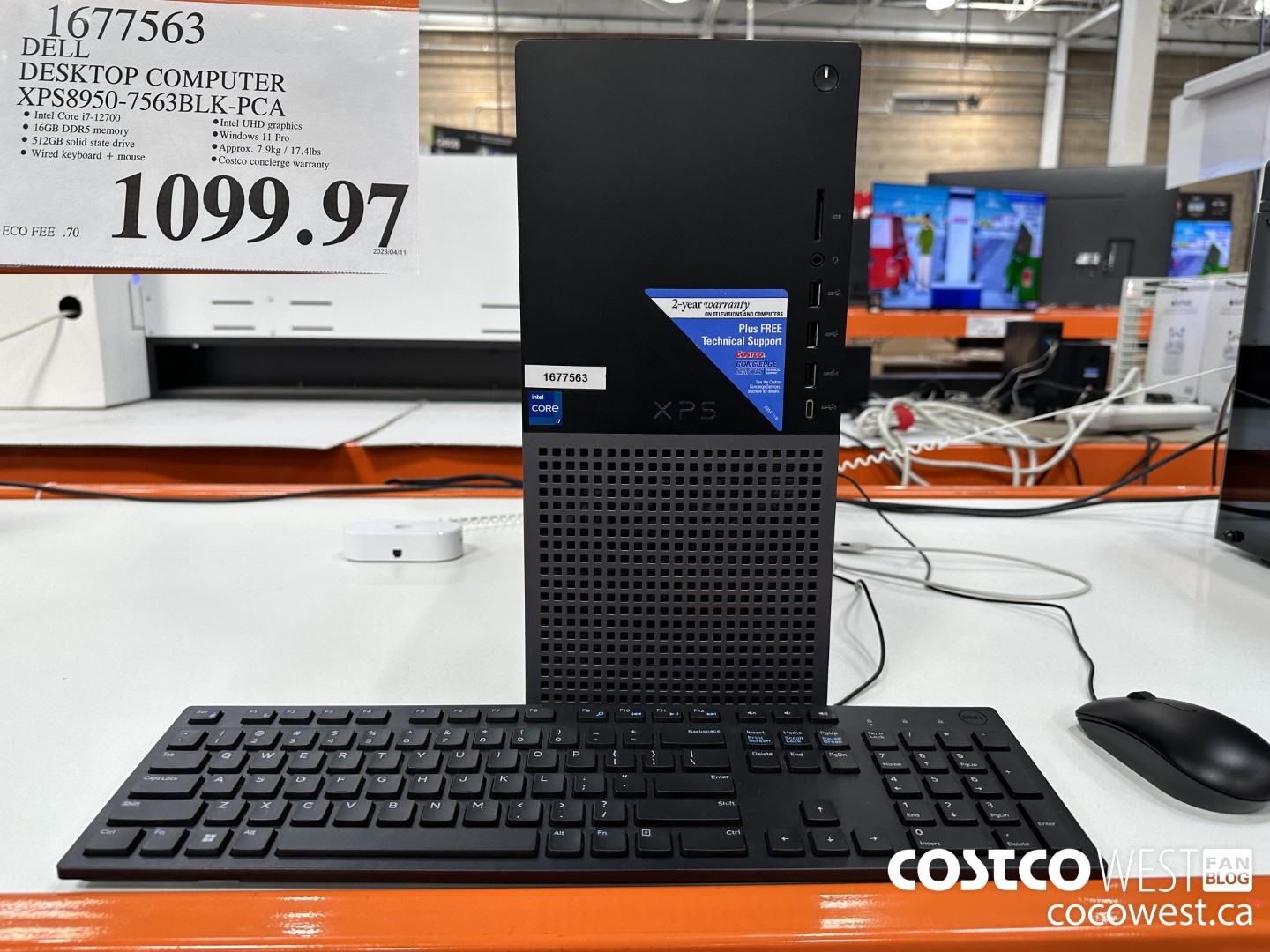 1677563 DELL DESKTOP COMPUTER XPS8950-7563BLK-PCA $1099.97