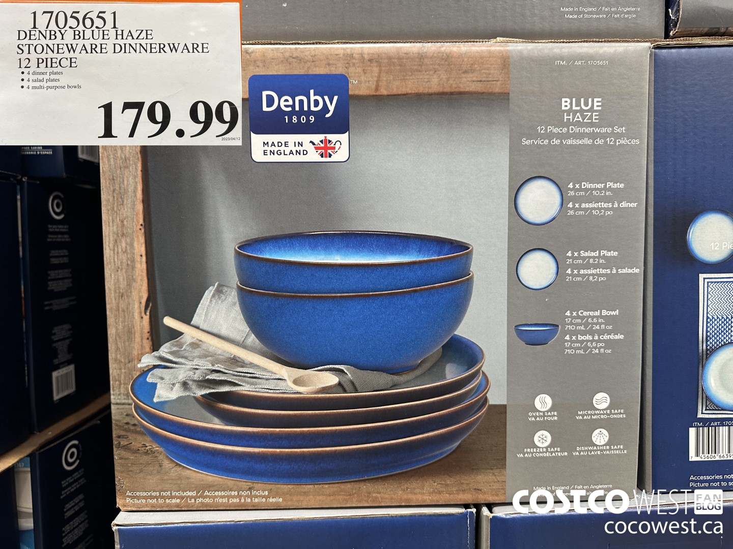 1705651 DENBY BLUE HAZE STONEWARE DINNERWARE 12 PIECE $179.99