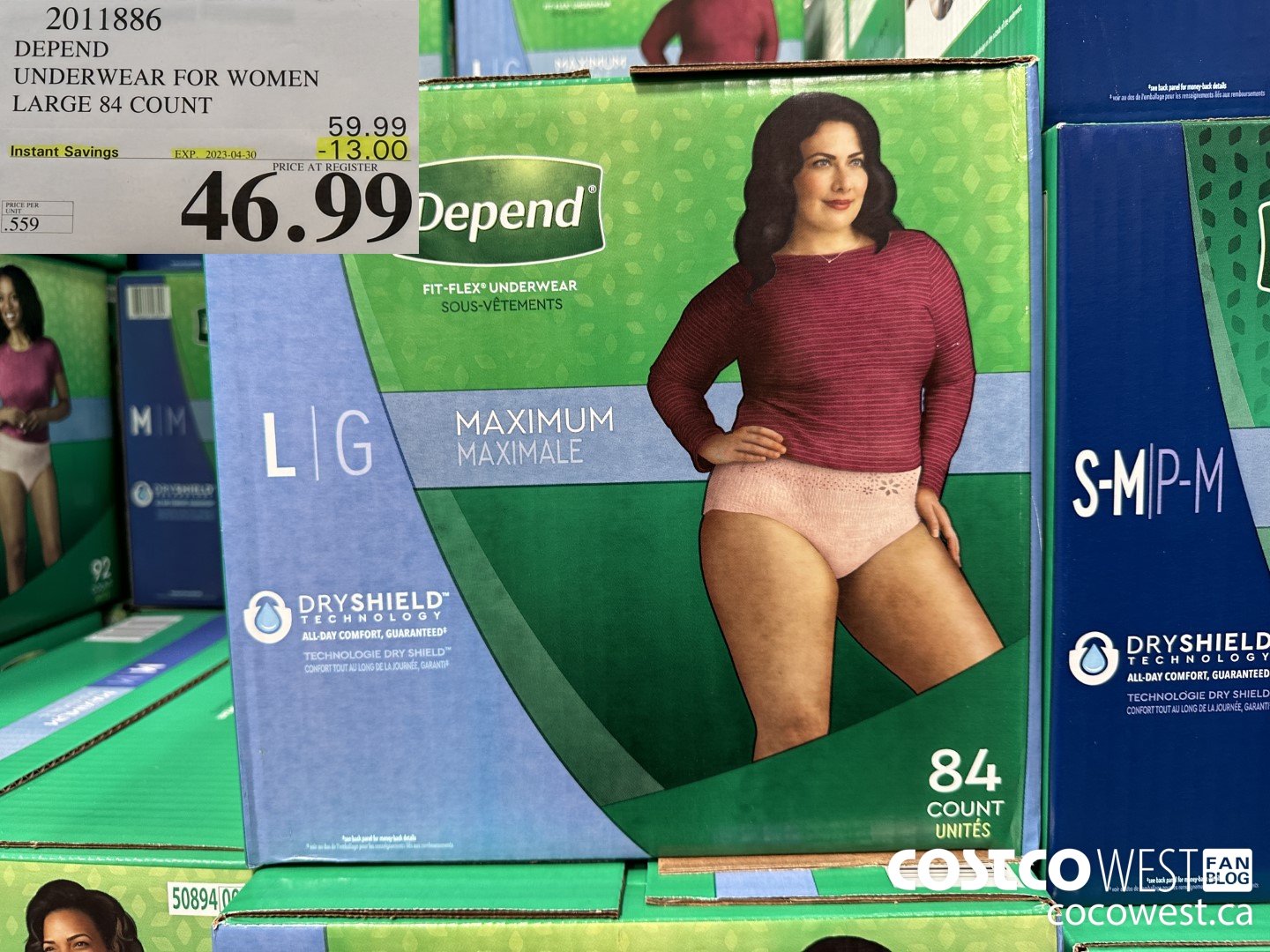 2011886 DEPEND UNDERWEAR FOR WOMEN LARGE 84 COUNT ($13.00 INSTANT SAVINGS EXPIRES ON 2023-04-30) $46.99