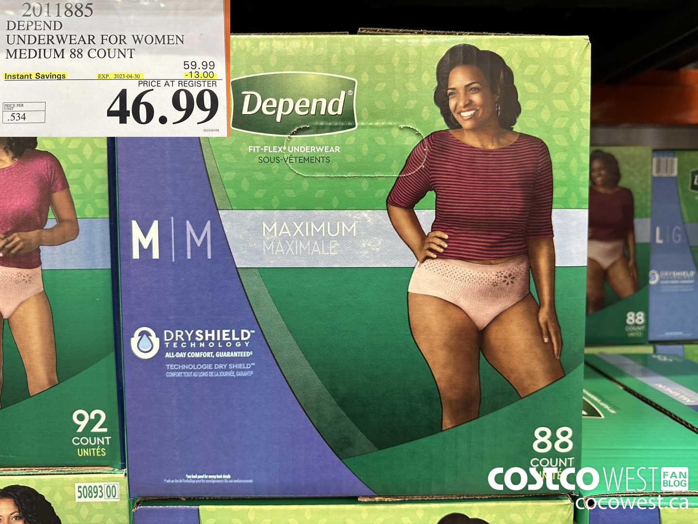 2011885 DEPEND UNDERWEAR FOR WOMEN MEDIUM 88 COUNT ($13.00 INSTANT SAVINGS EXPIRES ON 2023-04-30) $46.99