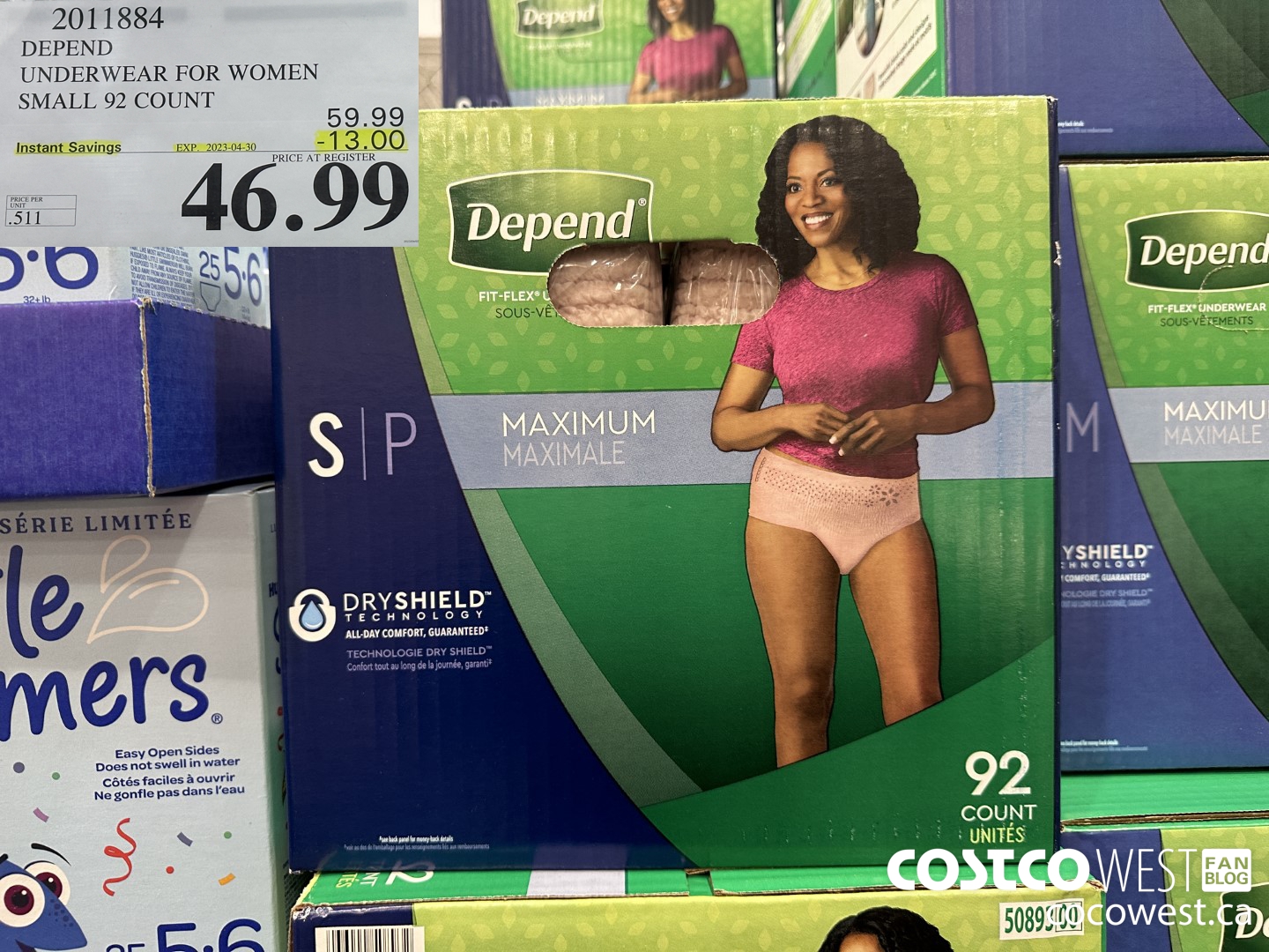 2011884 DEPEND UNDERWEAR FOR WOMEN SMALL 92 COUNT ($13.00 INSTANT SAVINGS EXPIRES ON 2023-04-30) $46.99