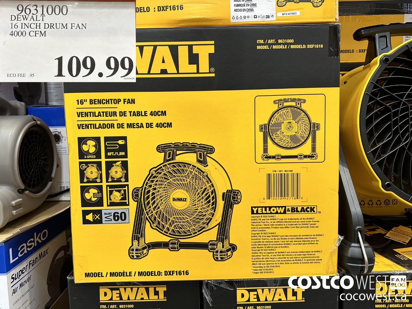 9631000 DEWALT 16 INCH DRUM FAN 4000 CFM $109.99