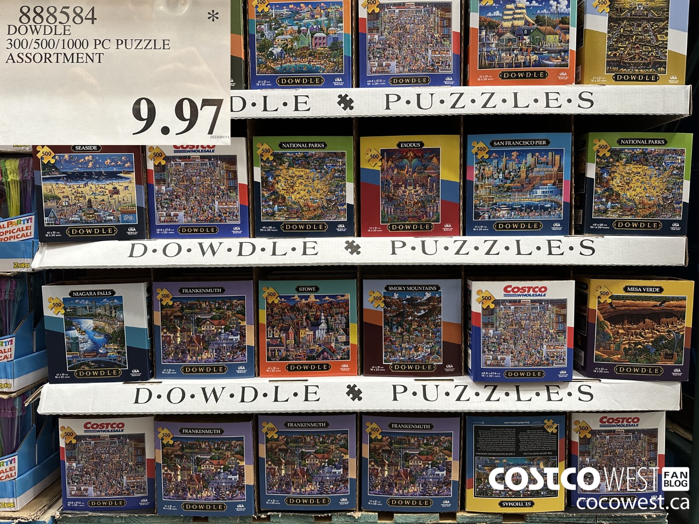 888584 DOWDLE PUZZLE ASSORTMENT 100/500/1000 PIECES $9.97