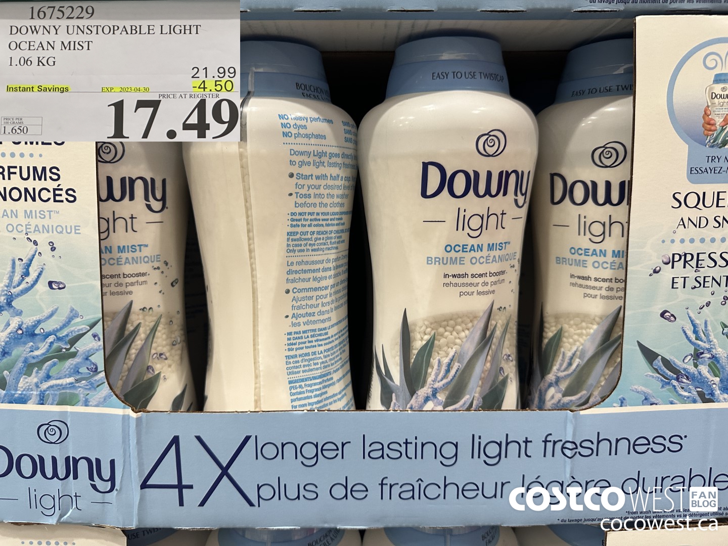1675229 DOWNY UNSTOPABLE LIGHT OCEAN MIST 1.06 KG ($4.50 INSTANT SAVINGS EXPIRES ON 2023-04-30) $17.49