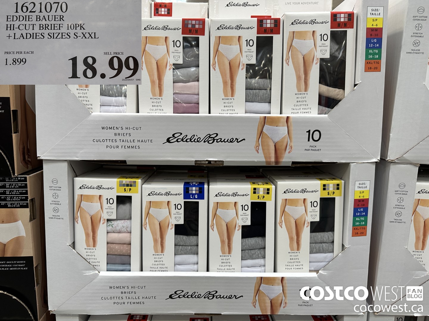 1621070 EDDIE BAUER HI-CUT BRIEF 10PK LADIES SIZES S-XXL $18.99