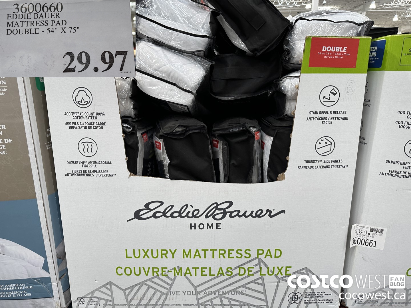 3600660 EDDIE BAUER MATTRESS PAD DOUBLE 54