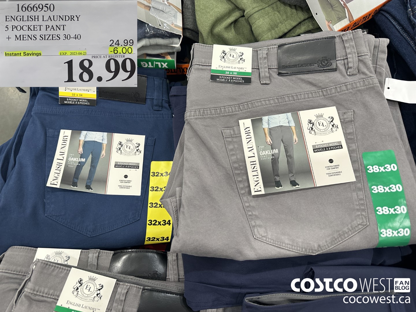 1666950 ENGLISH LAUNDRY 5 POCKET PANT MENS SIZES 30-40 ($6.00 INSTANT SAVINGS EXPIRES ON 2023-04-23) $18.99