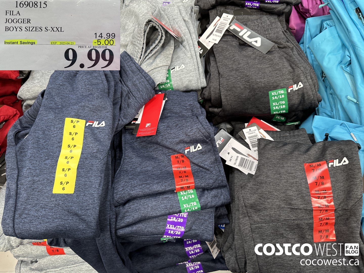 1690815 FILA JOGGER BOYS SIZES S-XXL ($5.00 INSTANT SAVINGS EXPIRES ON 2023-04-23) $9.99