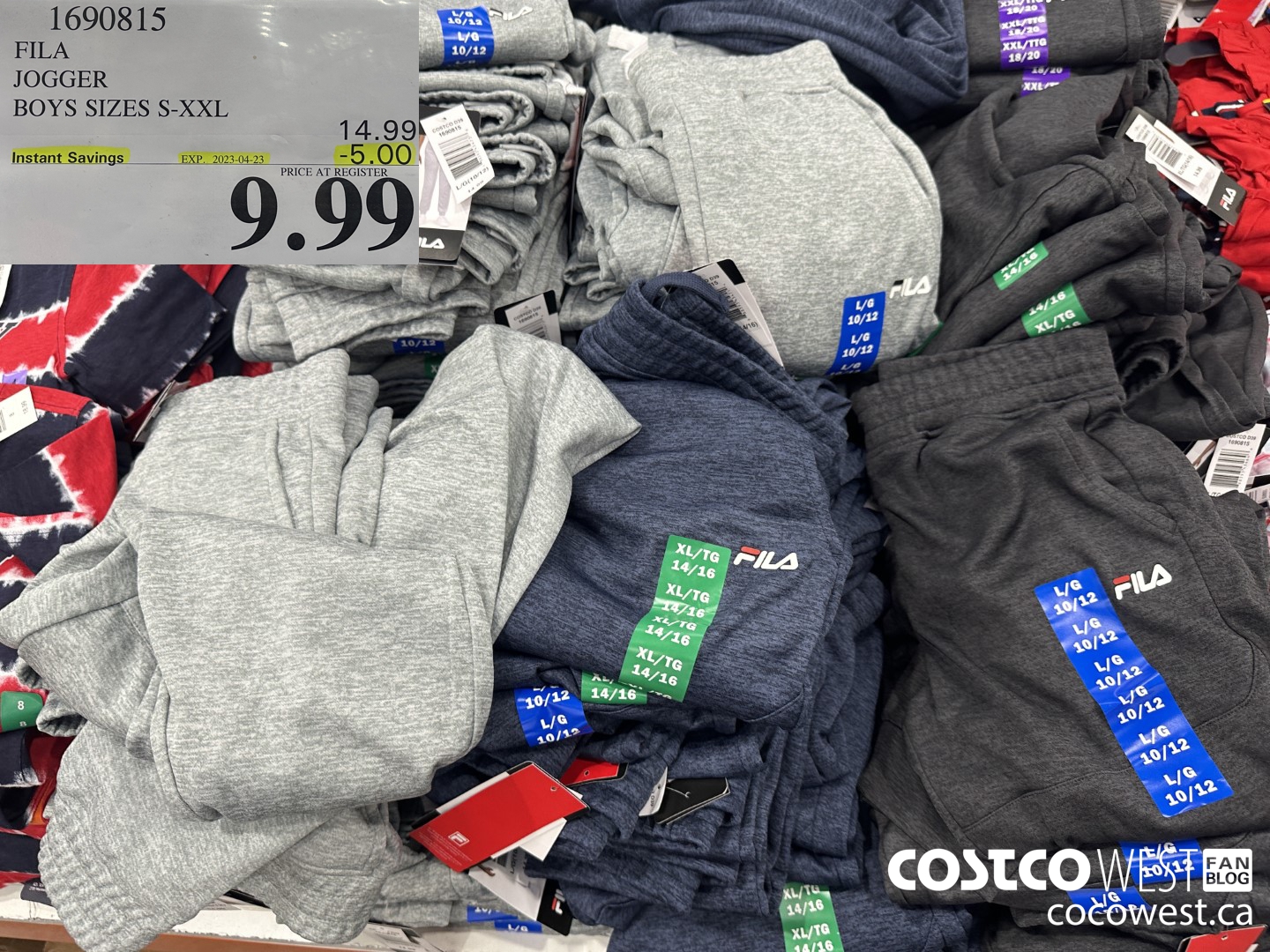 1690815 FILA JOGGER BOYS SIZES S-XXL ($5.00 INSTANT SAVINGS EXPIRES ON 2023-04-23) $9.99