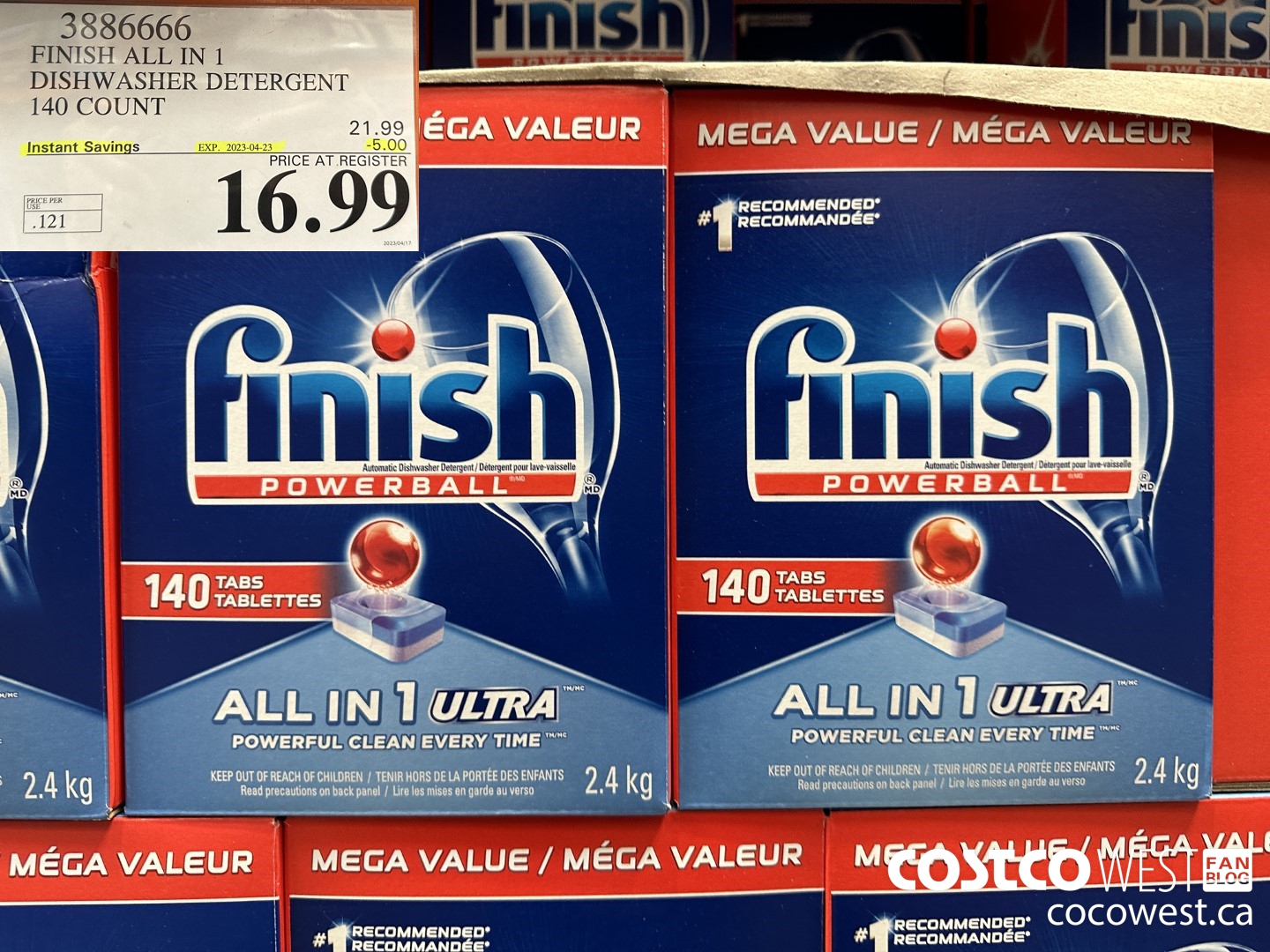 3886666 FINISH ALL IN 1 DISHWASHER DETERGENT 140 COUNT ($5.00 INSTANT SAVINGS EXPIRES ON 2023-04-23) $16.99