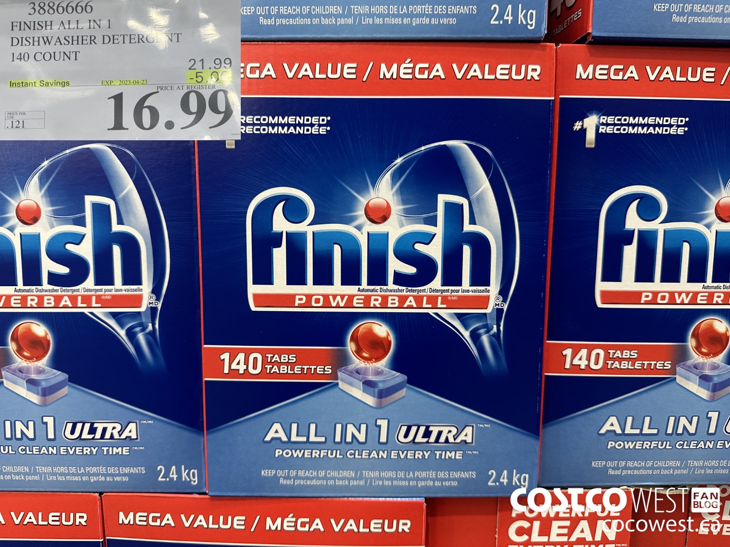 3886666 FINISH ALL IN 1 DISHWASHER DETERGENT 140 COUNT ($5.00 INSTANT SAVINGS EXPIRES ON 2023-04-23) $16.99