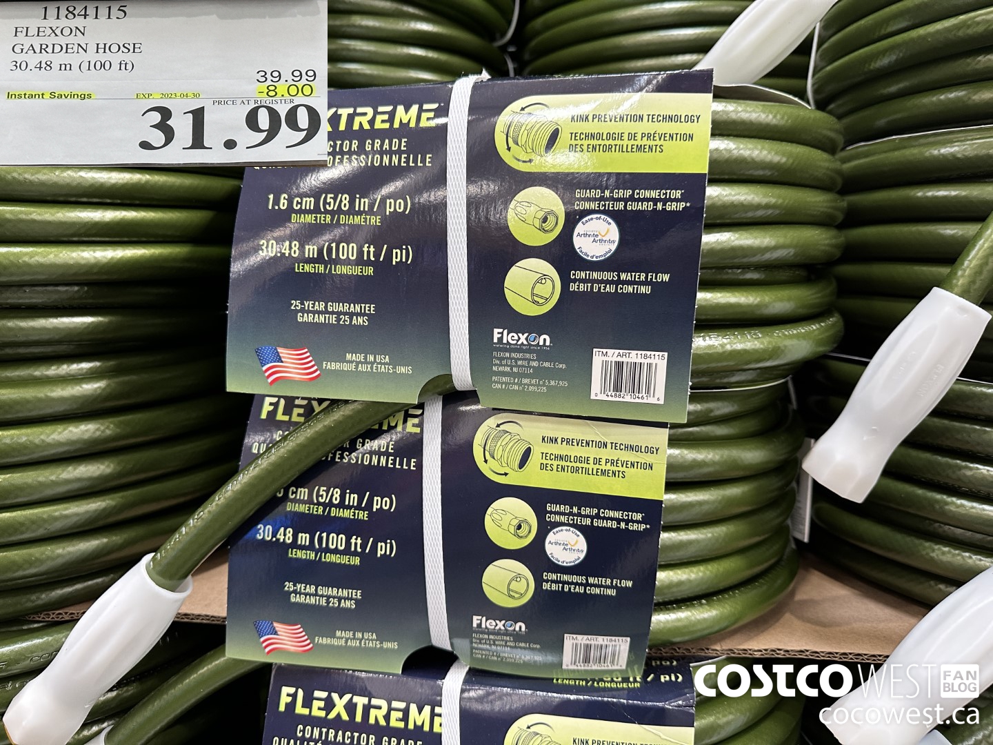 1184115 FLEXON GARDEN HOSE 30.48 M (100 FT) ($8.00 INSTANT SAVINGS EXPIRES ON 2023-04-30) $31.99