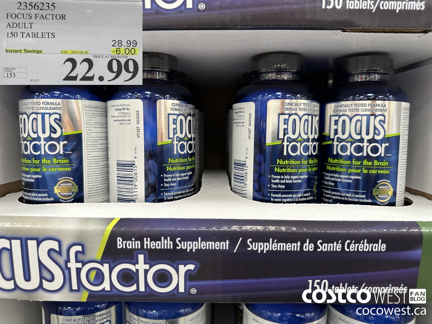 2356235 FOCUS FACTOR ADULT 150 TABLETS ($6.00 INSTANT SAVINGS EXPIRES ON 2023-04-30) $22.99