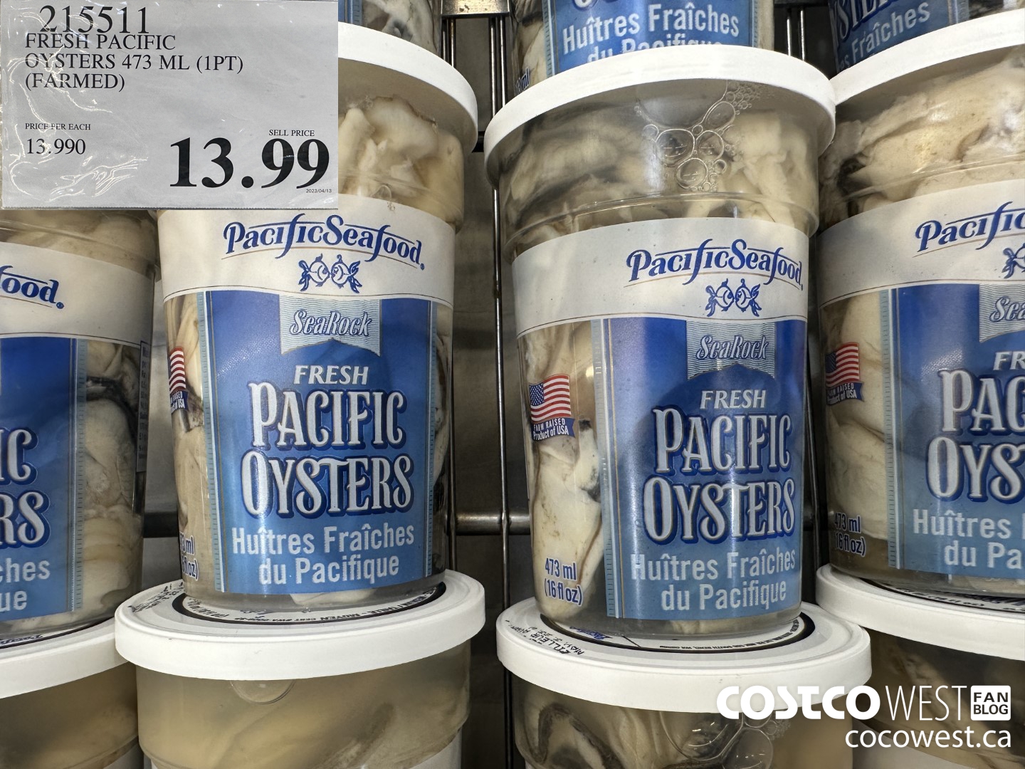 215511 FRESH PACIFIC OYSTERS 473 ML (1PT) (FARMED) $13.99