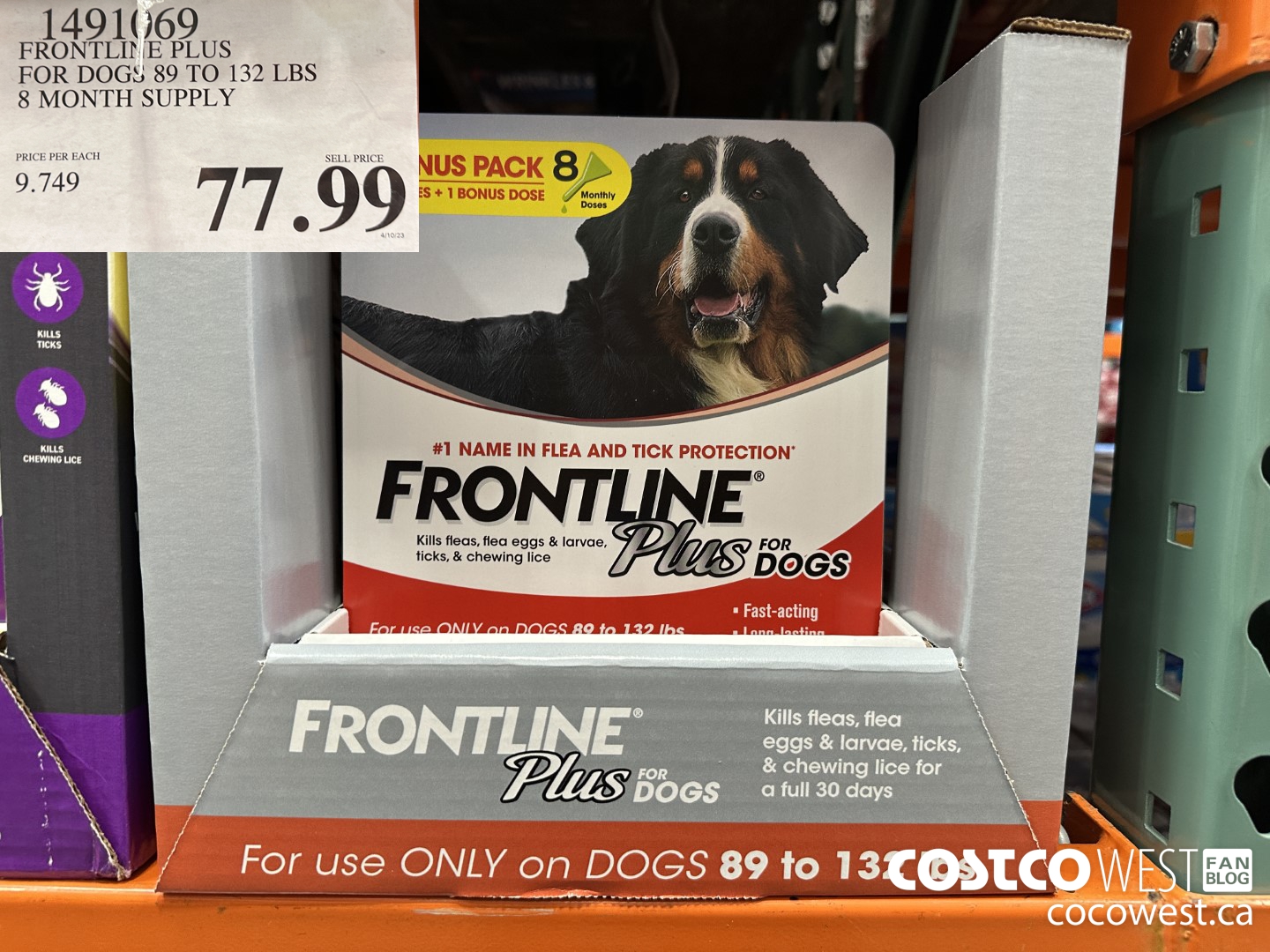 1491069 FRONTLINE PLUS FOR DOGS 89 TO 132 LBS 8 MONTH SUPPLY $77.99