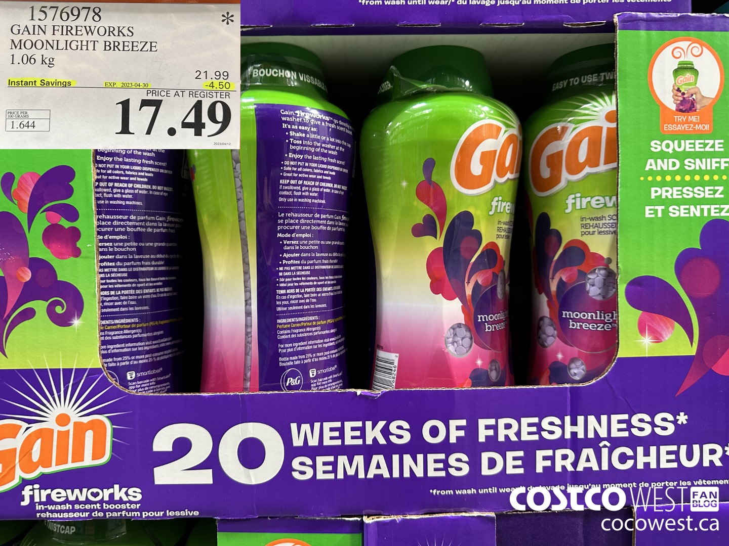 1576978 GAIN FIREWORKS MOONLIGHT BREEZE 1.06 kg  ($4.50 INSTANT SAVINGS EXPIRES ON 2023-04-30) $17.49