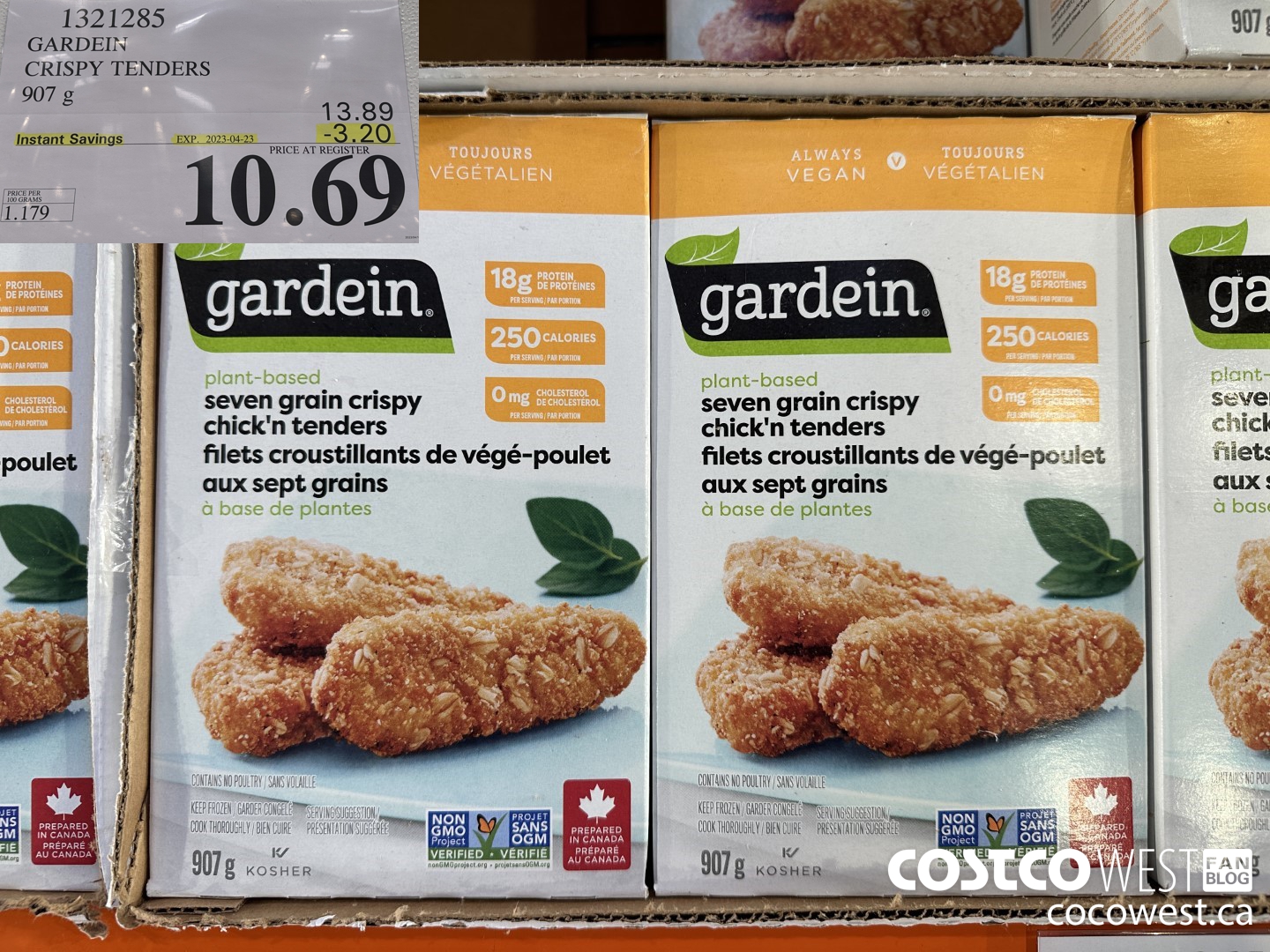 1321285 GARDEIN CRISPY TENDERS 907 g ($3.20 INSTANT SAVINGS EXPIRES ON 2023-04-23) $10.69