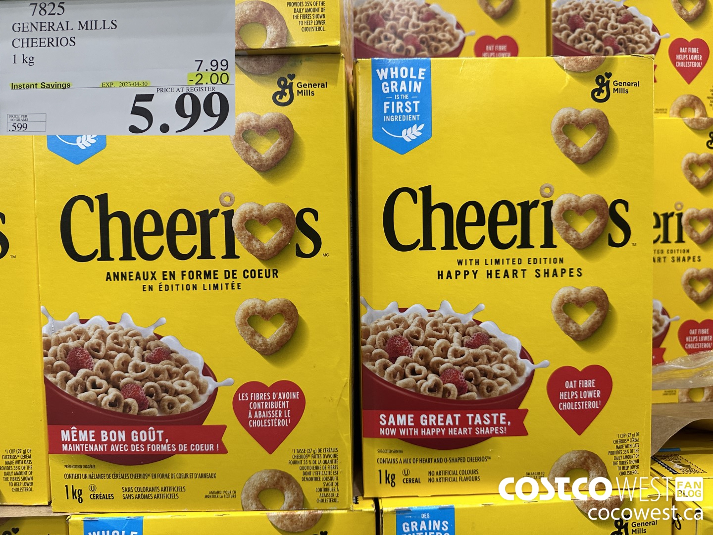 7825 GENERAL MILLS CHEERIOS 1 kg ($2.00 INSTANT SAVINGS EXPIRES ON 2023-04-30) $5.99