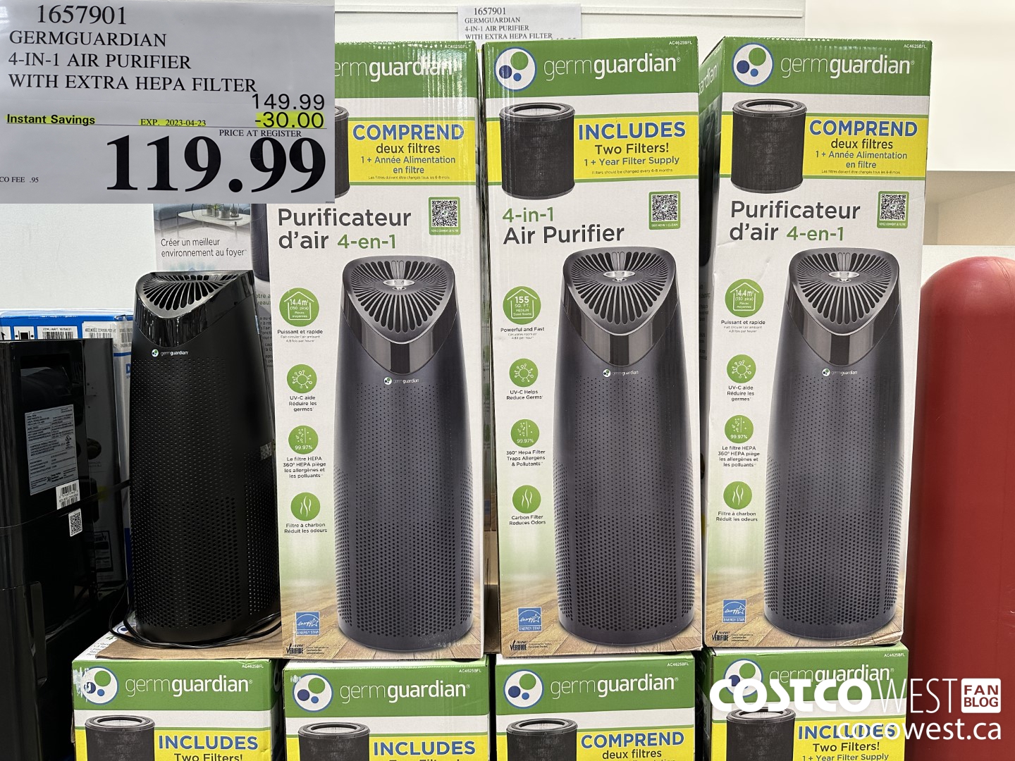 1657901 GERMGUARDIAN 4-IN-1 AIR PURIFIER WITH EXTRA HEPA FILTER ($30.00 INSTANT SAVINGS EXPIRES ON 2023-04-23) $119.99