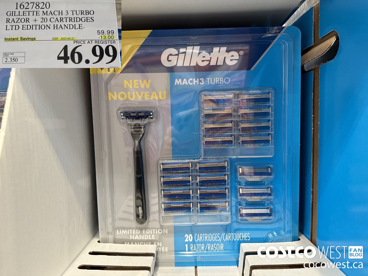 1627820 GILLETTE MACH 3 TURBO RAZOR + 20 CARTRIDGES LTD EDITION HANDLE ($13.00 INSTANT SAVINGS EXPIRES ON 2023-04-23) $46.99