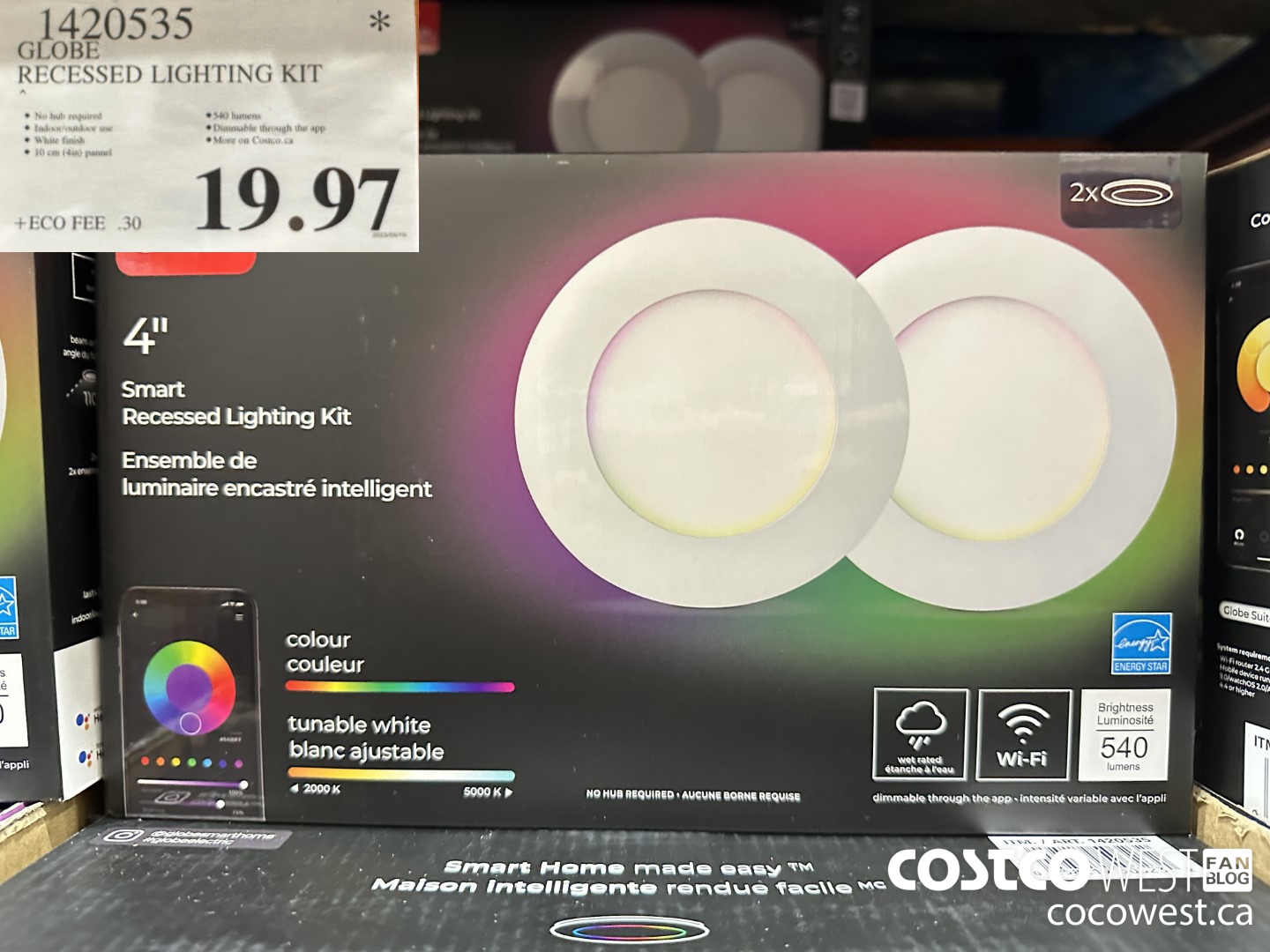 1420535 GLOBE RECESSED LIGHTING KIT SMART PACK OF 2 $19.97