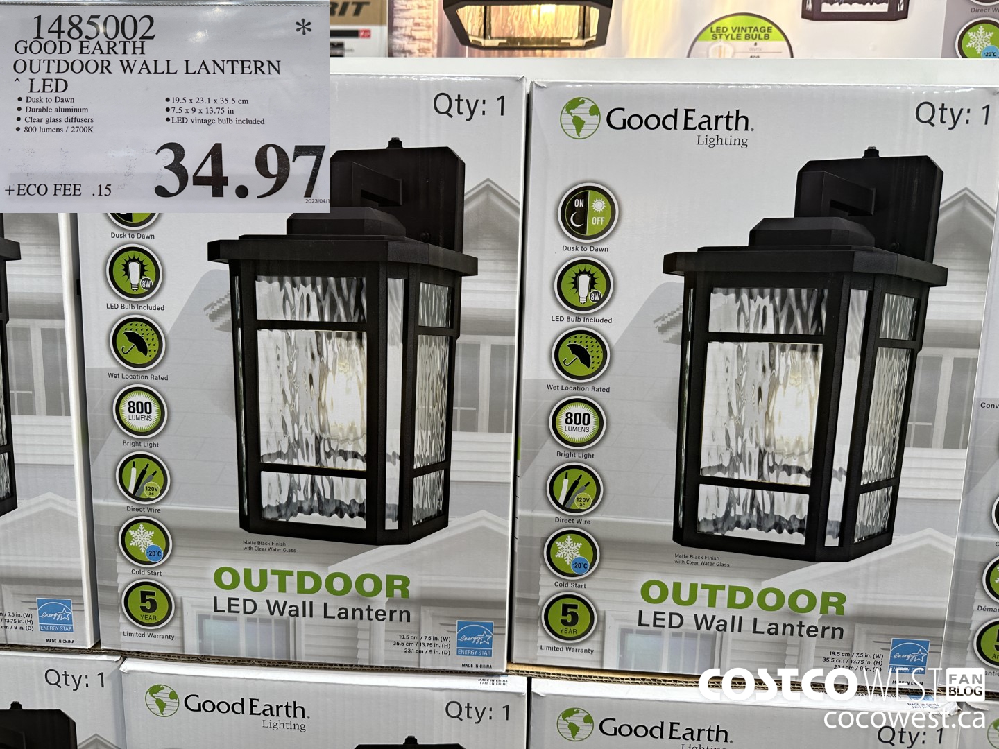 1485002 GOOD EARTH OUTDOOR WALL LANTERN LED $34.97