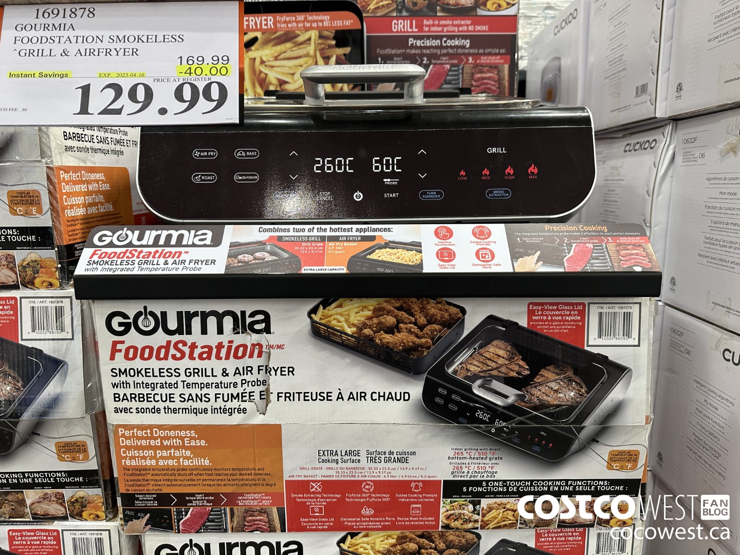1691878 GOURMIA FOODSTATION SMOKELESS GRILL & AIRFRYER ($40.00 INSTANT SAVINGS EXPIRES ON 2023-04-16) $129.99