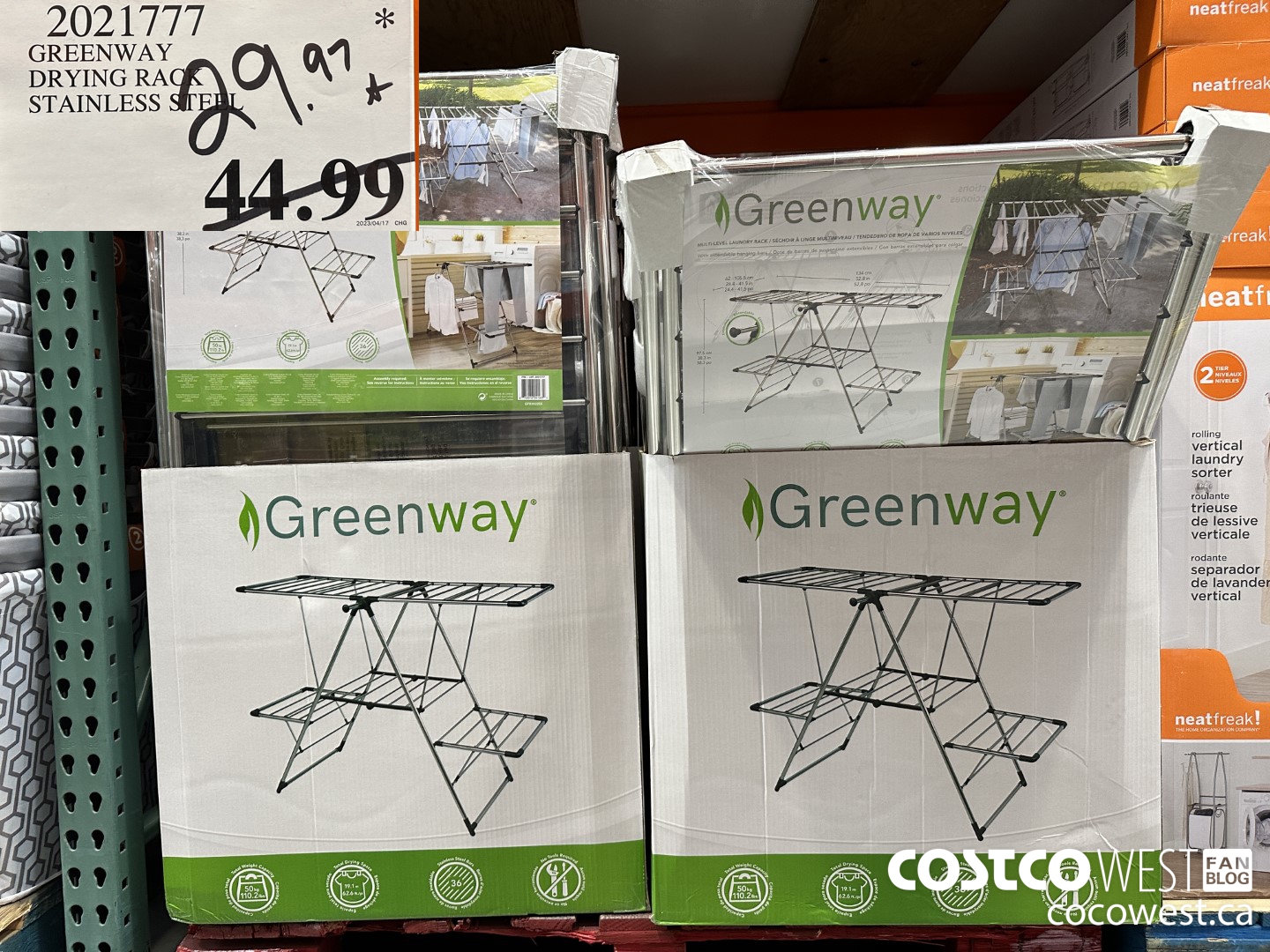 2021777 GREENWAY DRYING RACK STAINLESS STEEL $29.97