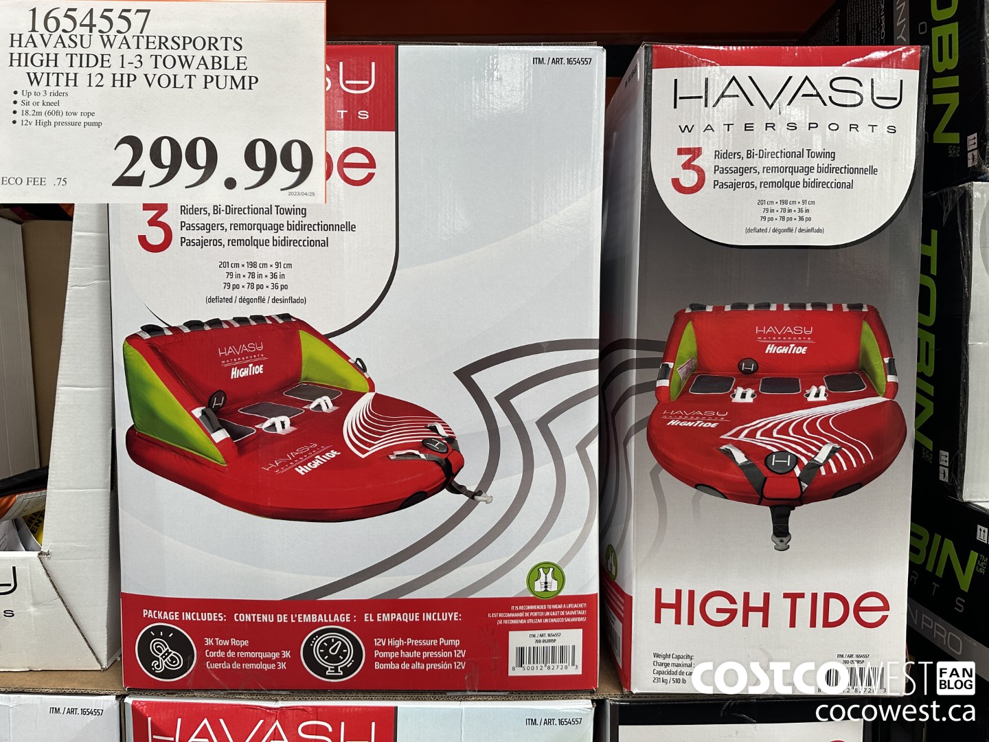 1654557 HAVASU WATERSPORTS HIGH TIDE 1-3 TOWABLE WITH 12 HP VOLT PUMP $299.99