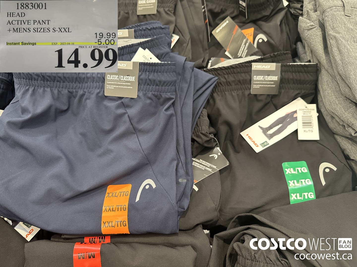 1883001 HEAD ACTIVE PANT MENS SIZES S-XXL ($5.00 INSTANT SAVINGS EXPIRES ON 2023-04-16) $14.99