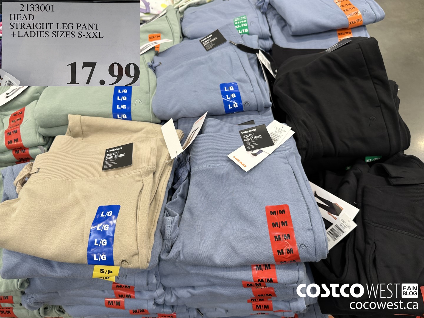 2133001 HEAD STRAIGHT LEG PANT LADIES SIZES S-XXL $17.99