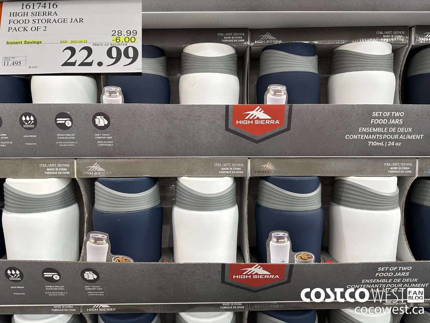 1617416 HIGH SIERRA FOOD STORAGE JAR PACK OF 2 ($6.00 INSTANT SAVINGS EXPIRES ON 2023-04-23) $22.99