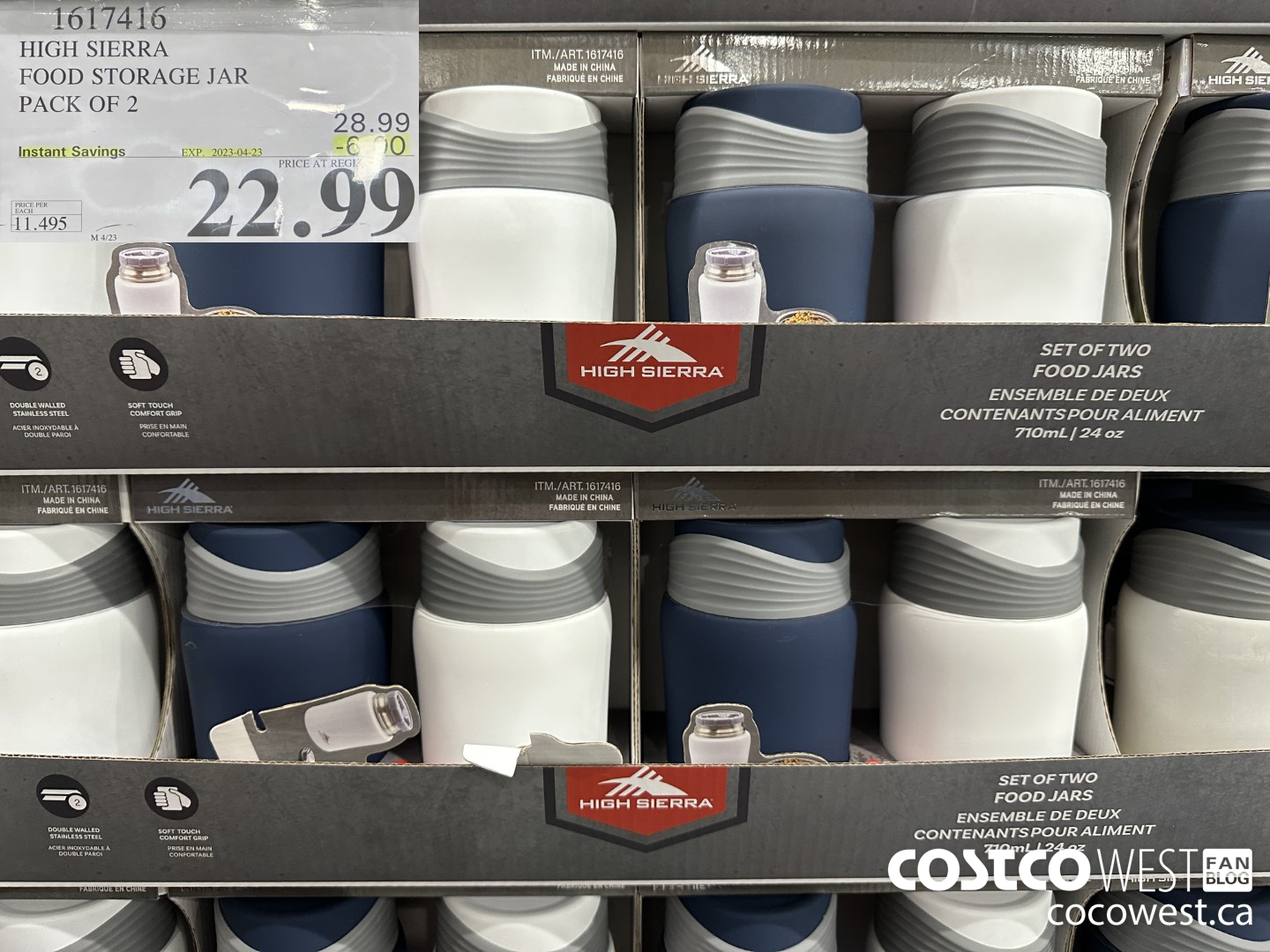 1617416 HIGH SIERRA FOOD STORAGE JAR PACK OF 2 ($6.00 INSTANT SAVINGS EXPIRES ON 2023-04-23) $22.99