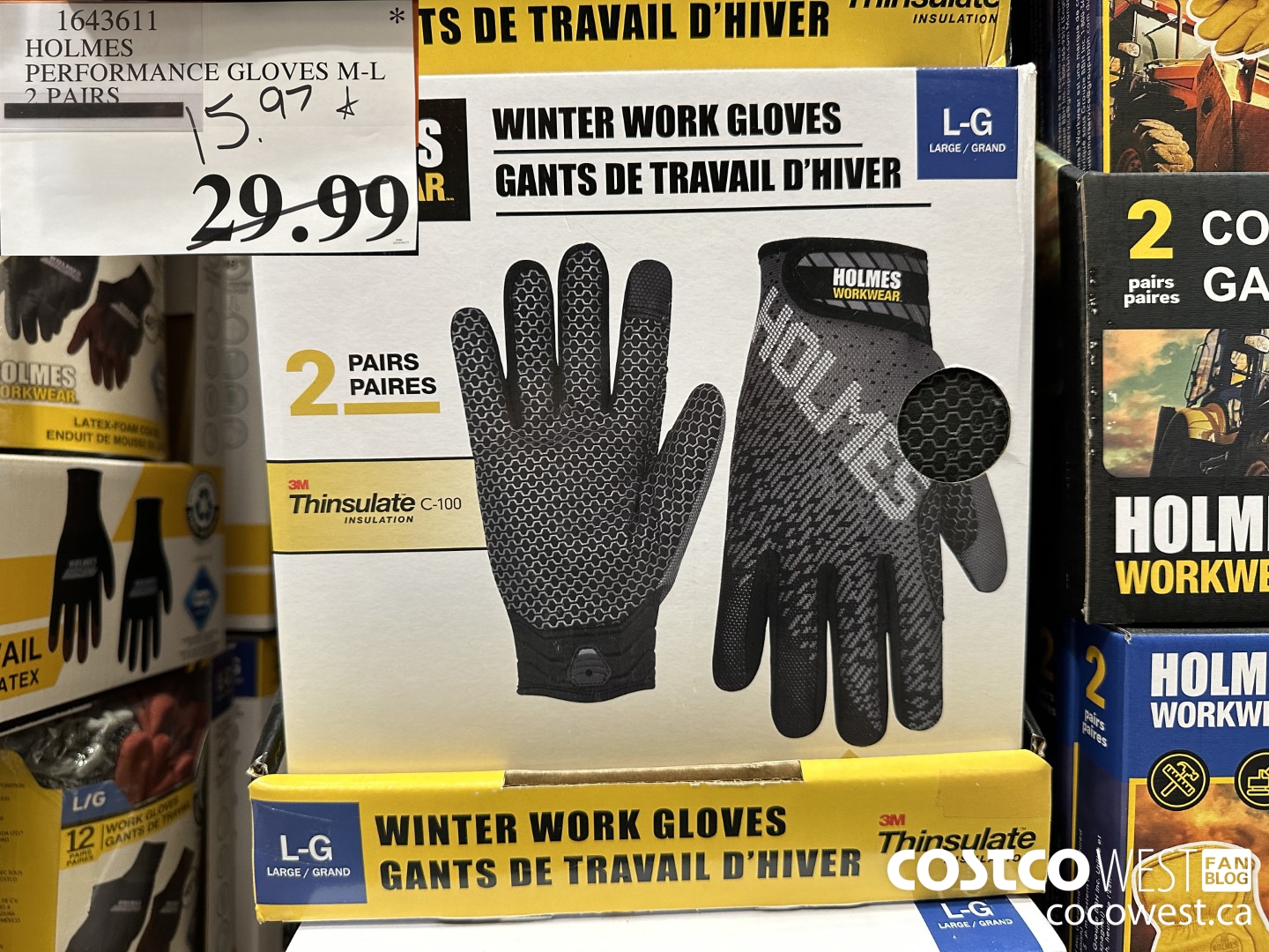 1643611 HOLMES PERFORMANCE GLOVES M-L 2 PAIRS $15.97