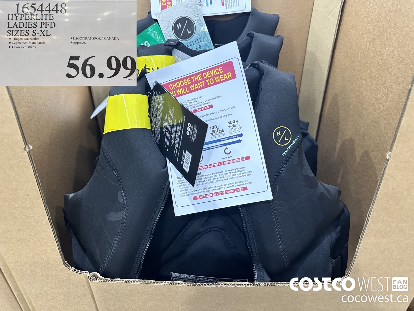 1654448 HYPERLITE LADIES PFD SIZES S-XL $56.99