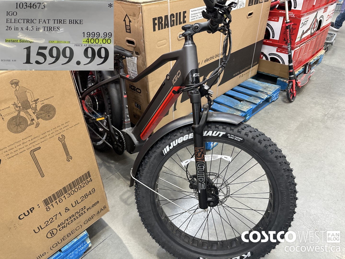 1034673 IGO ELECTRIC FAT TIRE BIKE 26 in x 4. 5 in TIRES  ($400.00 INSTANT SAVINGS EXPIRES ON 2023-04-08) $1599.99