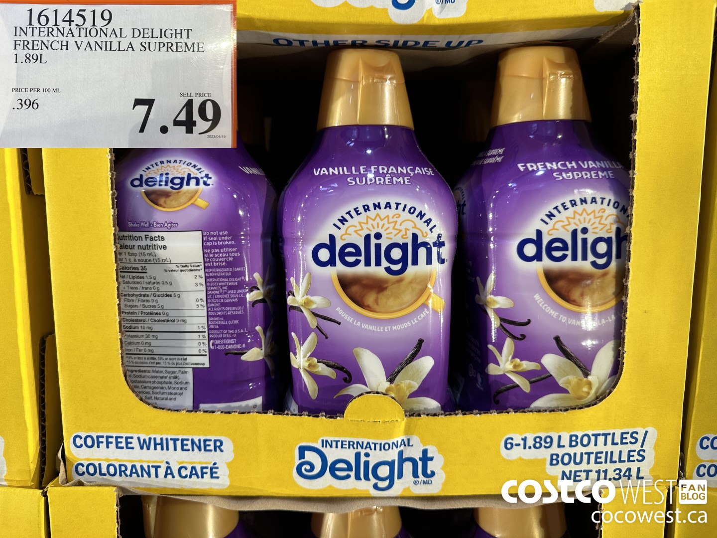 1614519 INTERNATIONAL DELIGHT FRENCH VANILLA SUPREME 1.89L $7.49