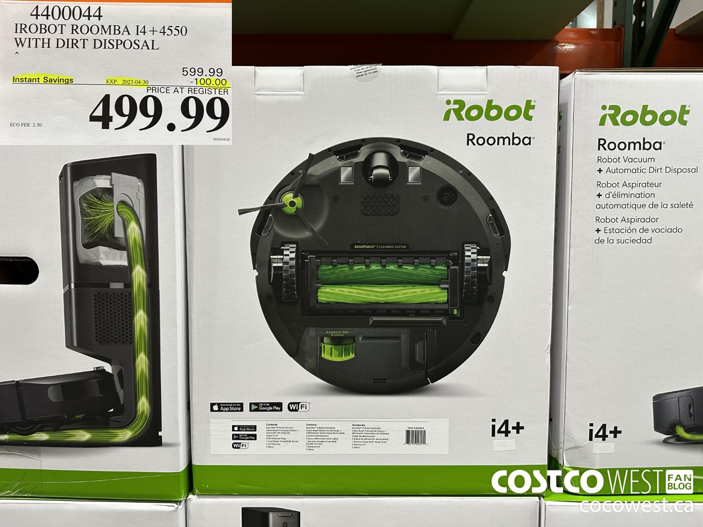 4400044 IROBOT ROOMBA I4+4550 WITH DIRT DISPOSAL ($100.00 INSTANT SAVINGS EXPIRES ON 2023-04-30) $499.99
