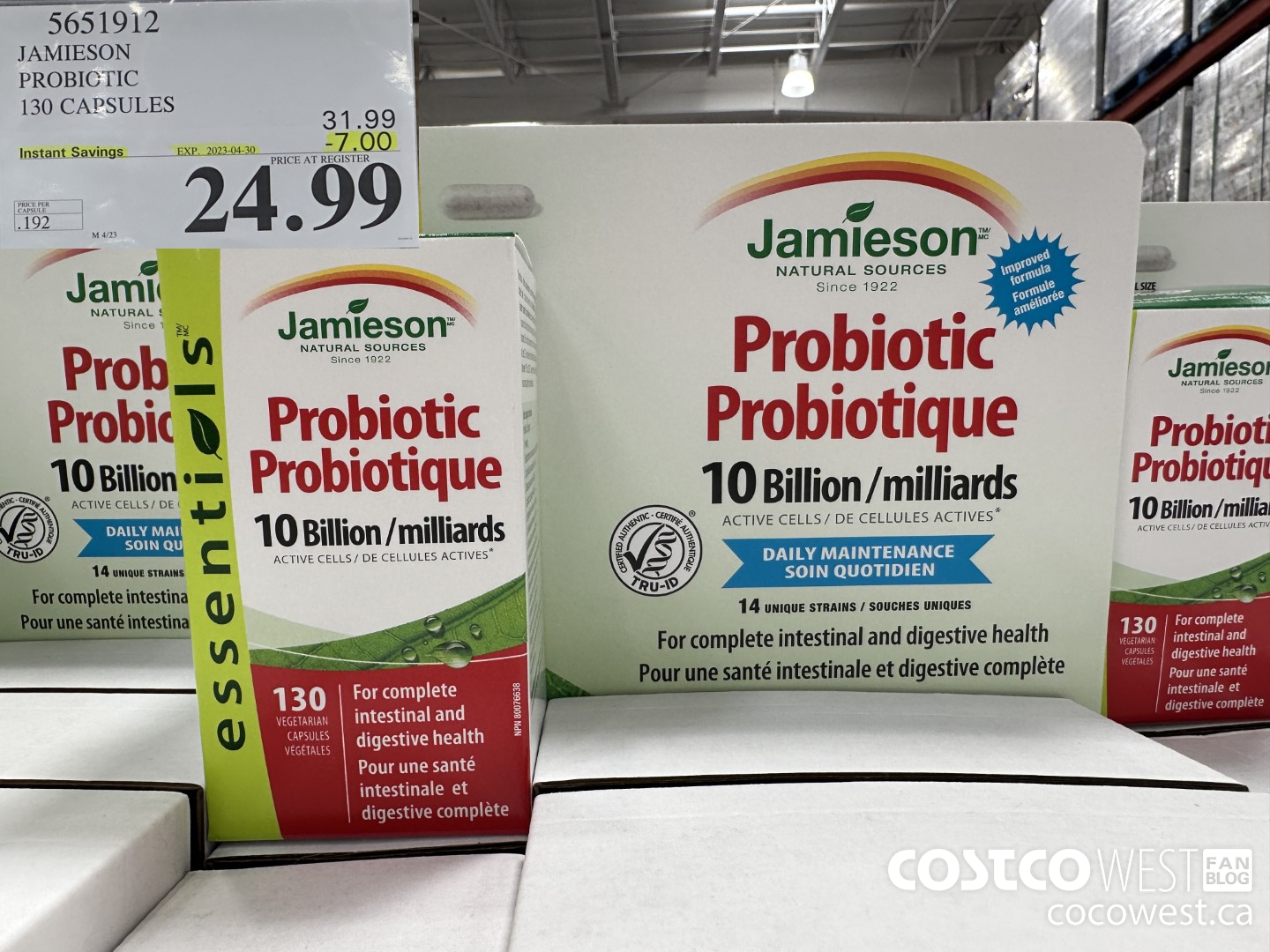 5651912 JAMIESON PROBIOTIC 130 CAPSULES ($7.00 INSTANT SAVINGS EXPIRES ON 2023-04-30) $24.99