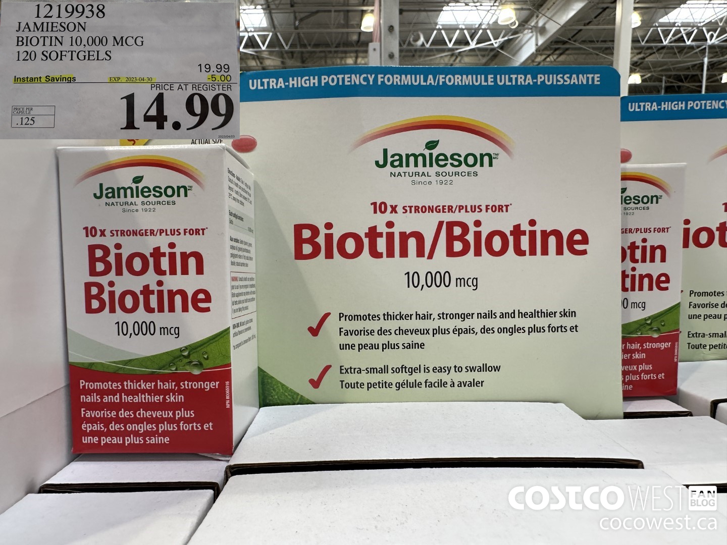 1219938 JAMIESON BIOTIN 10,000 MCG 120 SOFTGELS ($5.00 INSTANT SAVINGS EXPIRES ON 2023-04-30) $14.99