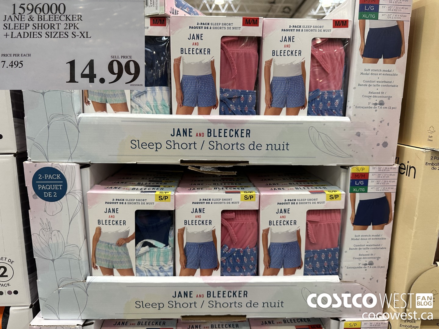 1596000 JANE & BLEECKER SLEEF SHORT 2PK LADIES SIZES S - XL $14.99