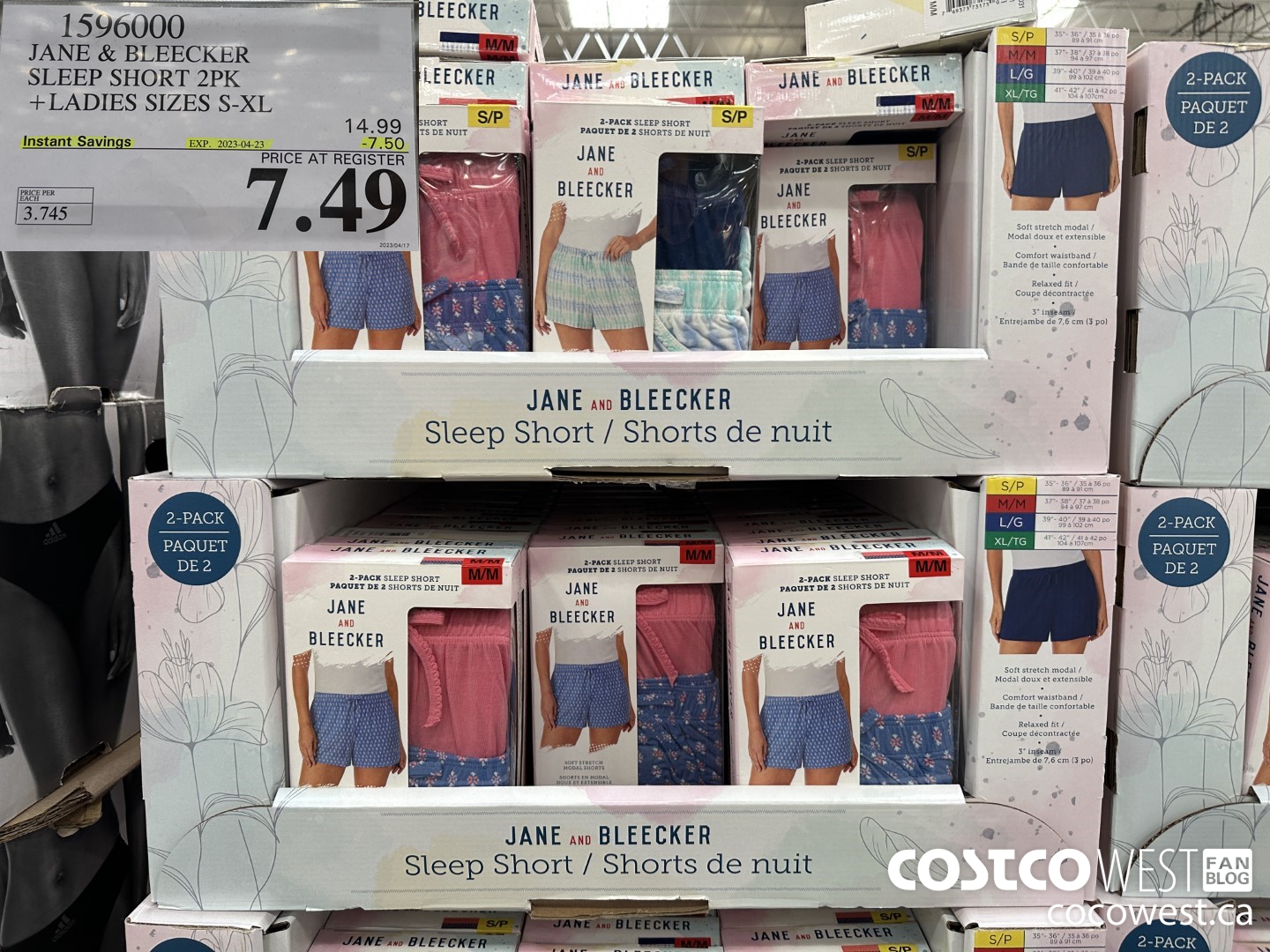 1596000 JANE & BLEECKER SLEEF SHORT 2PK LADIES SIZES S - XL ($7.50 INSTANT SAVINGS EXPIRES ON 2023-04-23) $7.49