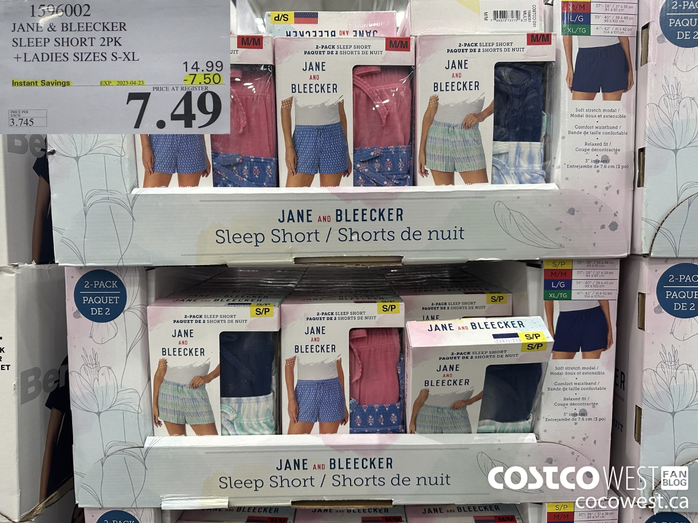 1596002 JANE & BLEECKER SLEEP SHORT 2PK LADIES SIZES S-XL ($7.50 INSTANT SAVINGS EXPIRES ON 2023-04-23) $7.49
