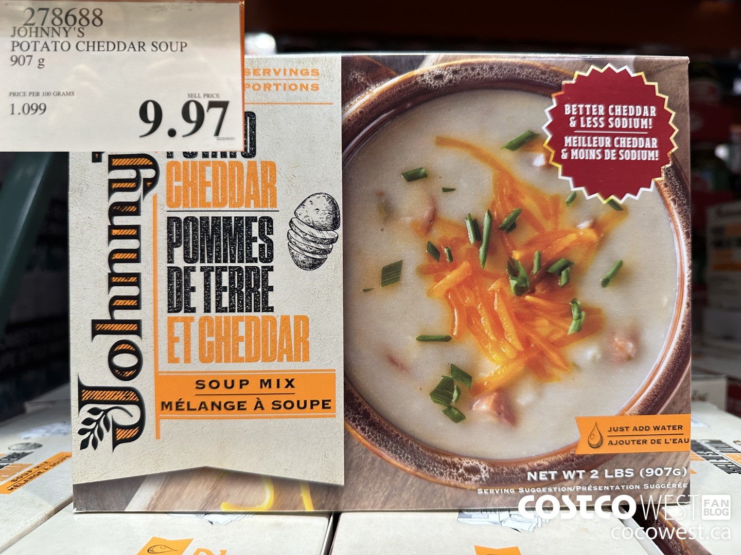 278688 JOHNNY'S POTATO CHEDDAR SOUP 907 g $9.97