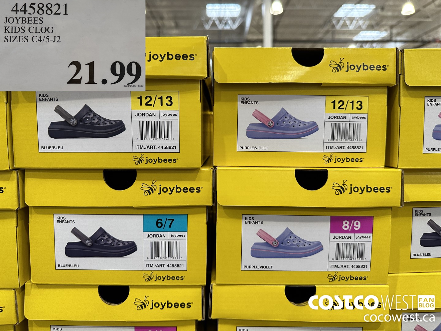 4458821 JOYBEES KIDS CLOG SIZES C4/5-J2  $21.99