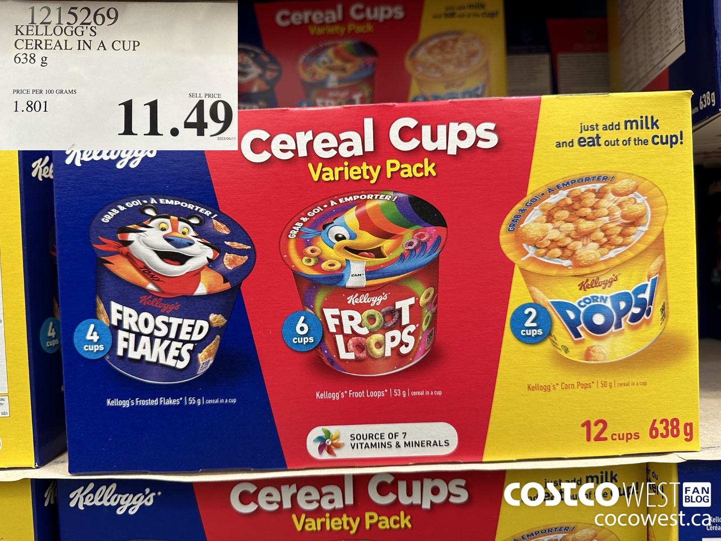 1215269 KELLOGG'S CEREAL IN A CUP 638 G $11.49