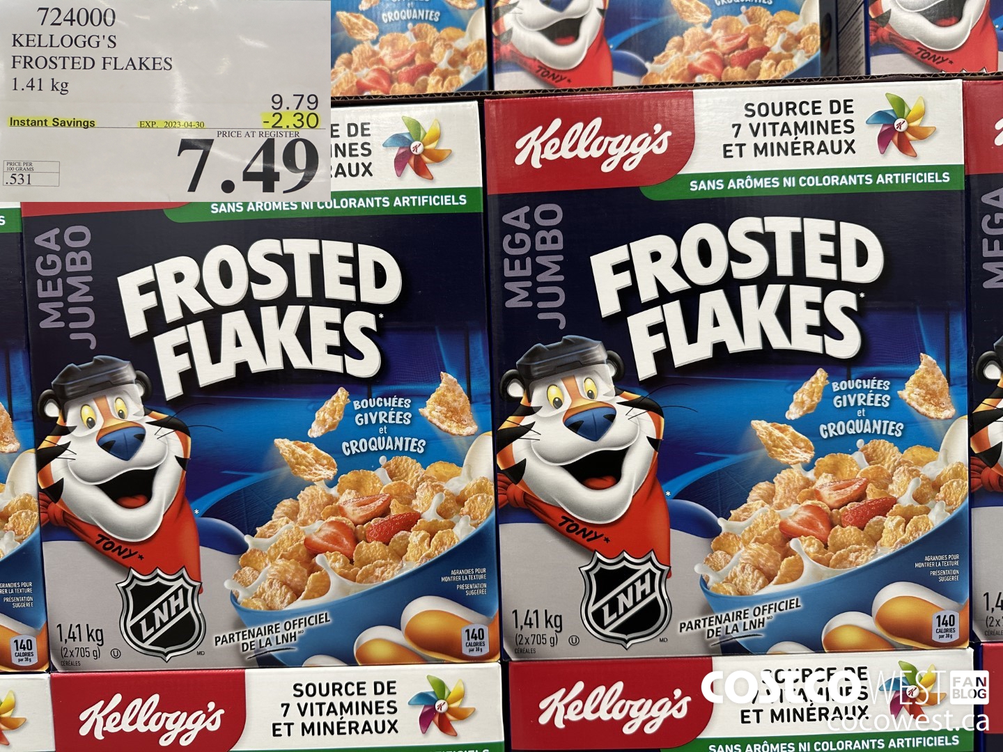 724000 KELLOGGS FROSTED FLAKES MEGA 1.41 kg ($2.30 INSTANT SAVINGS EXPIRES ON 2023-04-30) $7.49