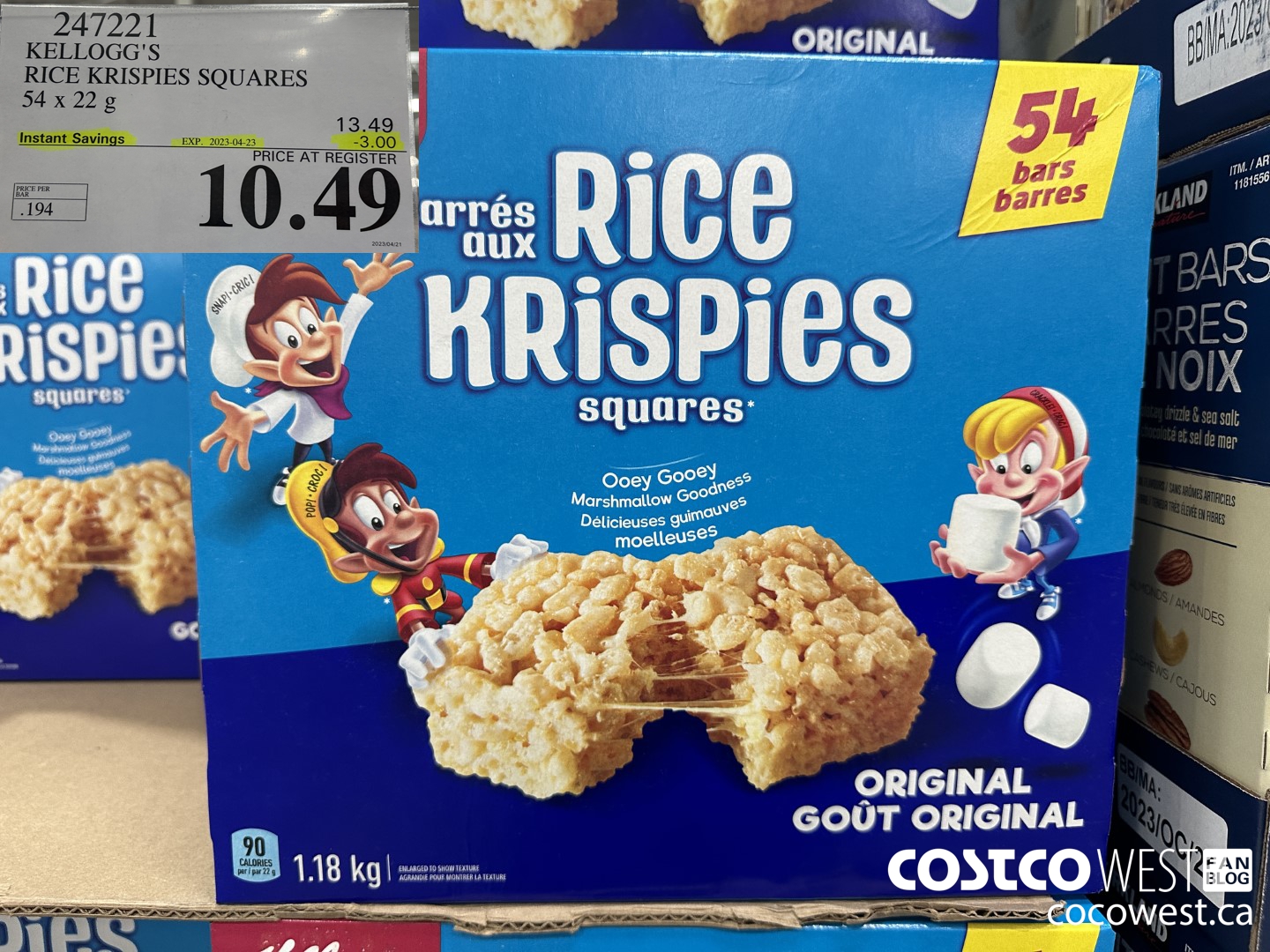 247221 KELLOGG'S RICE KRISPIES SQUARES PACK OF 54 ($3.00 INSTANT SAVINGS EXPIRES ON 2023-04-23) $10.49
