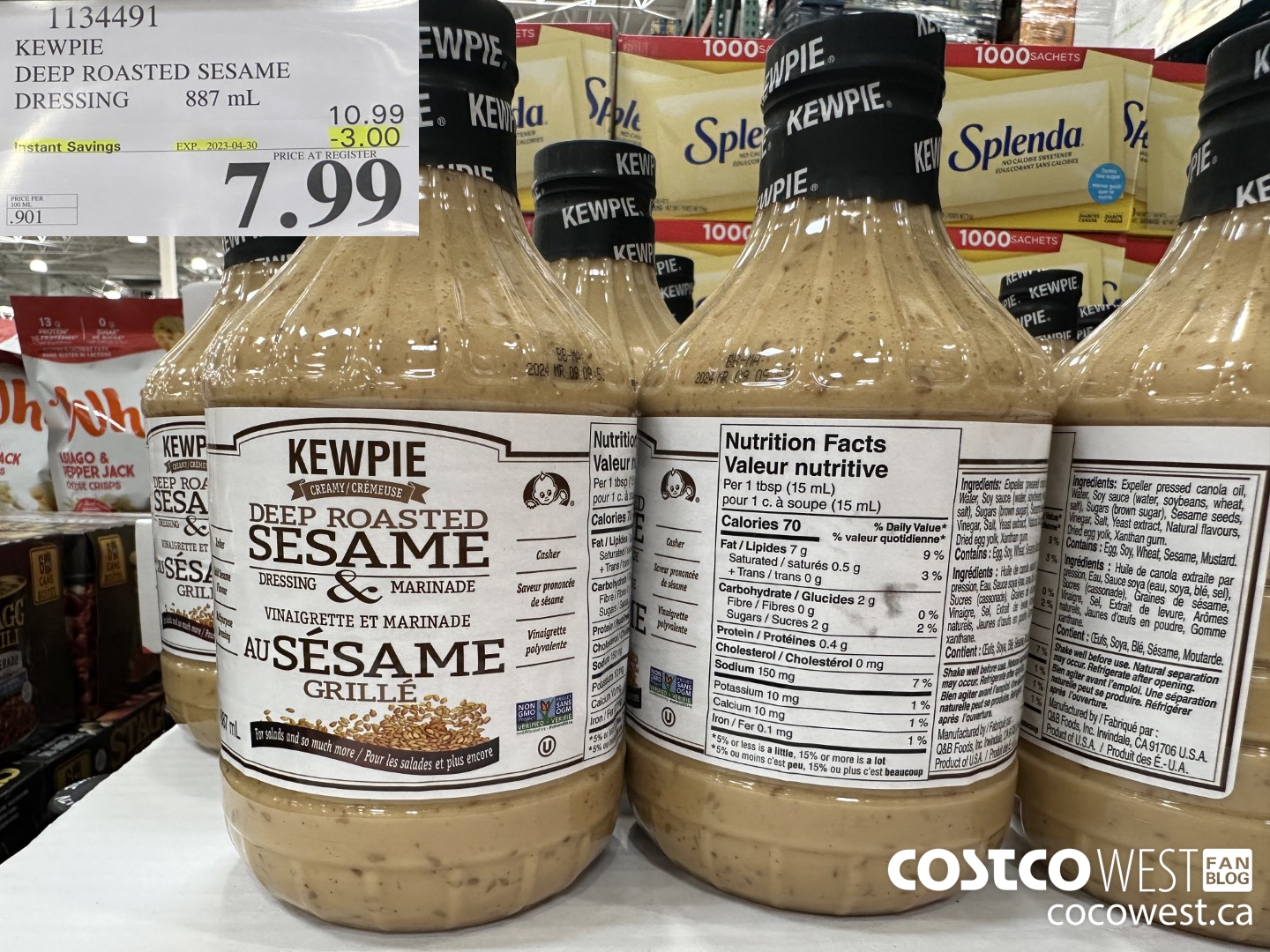 1134491 KEWPIE DEEP ROASTED SESAME DRESSING 887 mL ($3.00 INSTANT SAVINGS EXPIRES ON 2023-04-30) $7.99