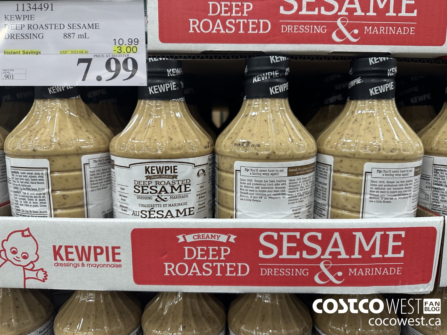 1134491 KEWPIE DEEP ROASTED SESAME DRESSING 887 mL ($3.00 INSTANT SAVINGS EXPIRES ON 2023-04-30) $7.99